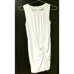 Calvin Klein Womens White Lined Sassy Slit Front Hem Ruched Mini Dress Size 2P